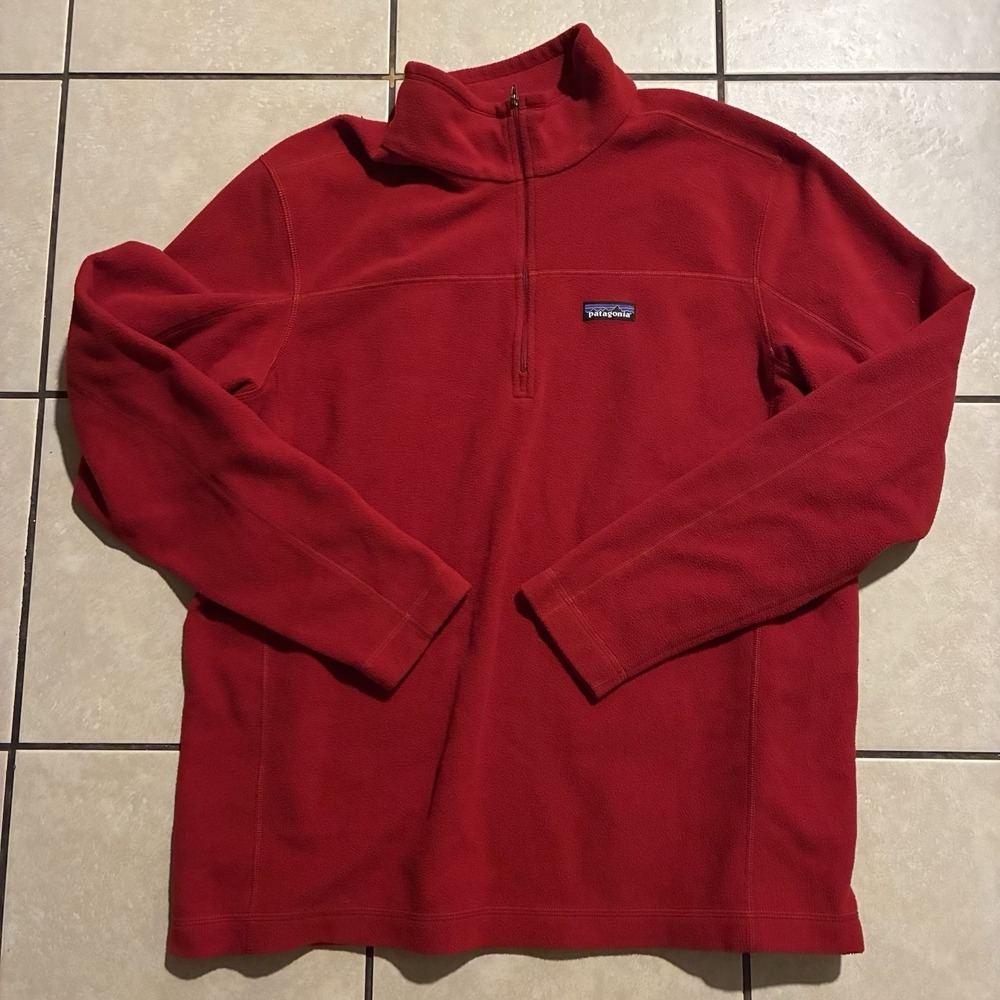 Patagonia Men's XL Micro D 1/4 Zip Red Fleece Pullover Jacket